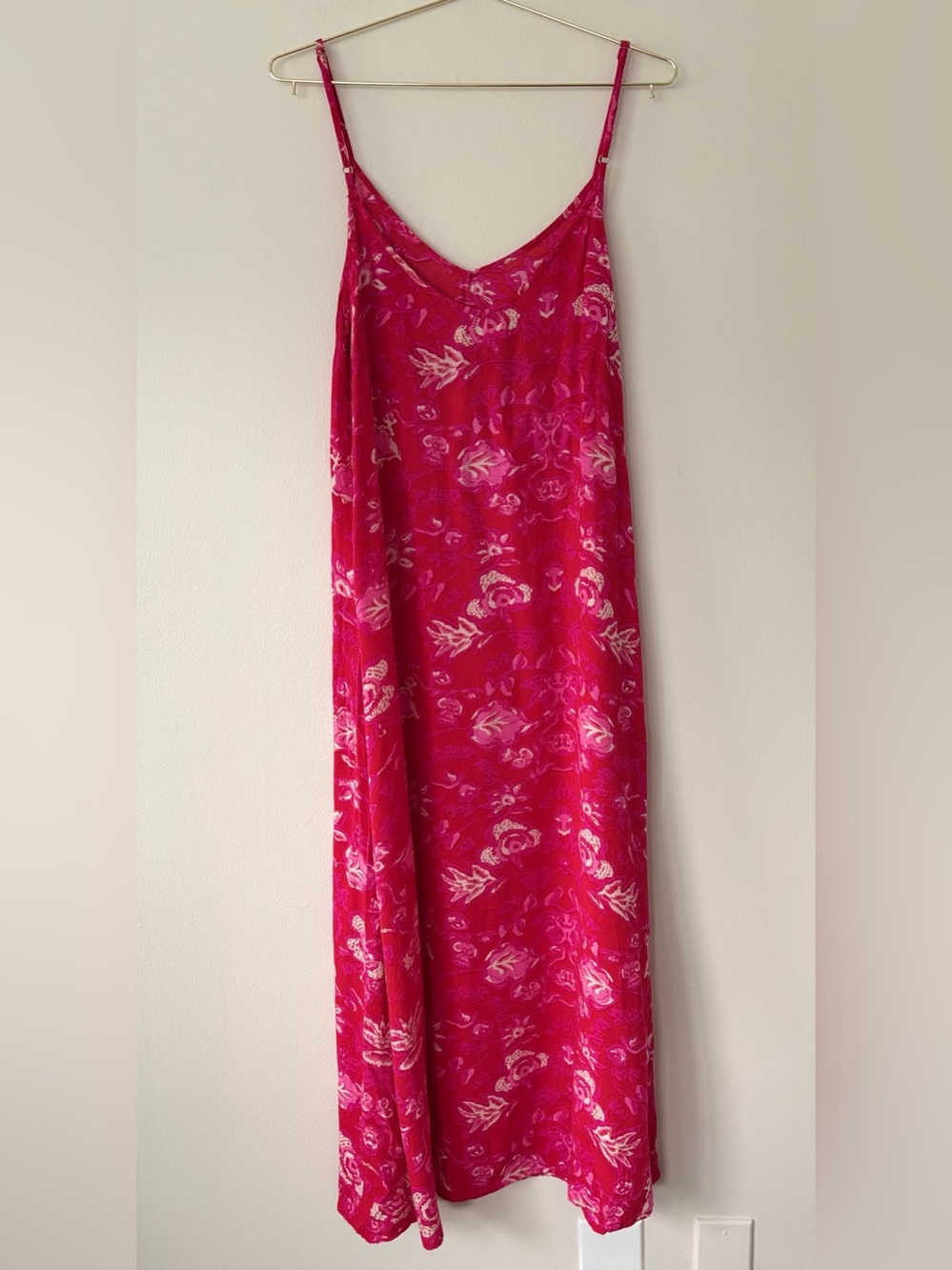 Natural Life Pink Floral Boho Maxi Slip Dress Rayon Adjustable Straps M - Picture 4 of 4
